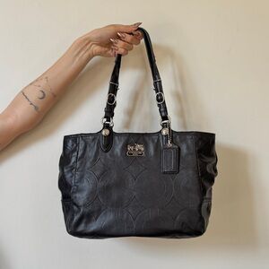Vintage Coach Black Leather Tote Bag